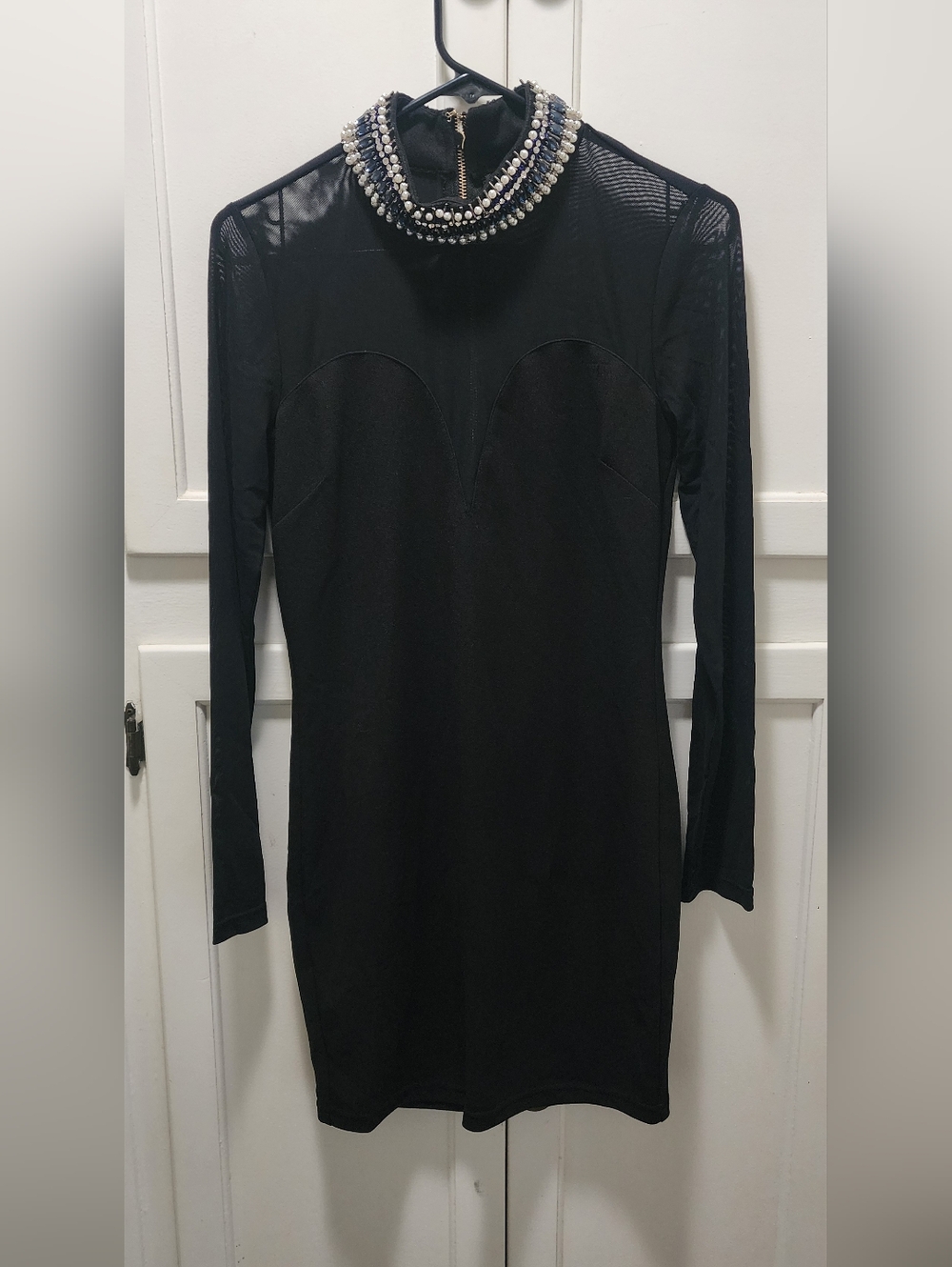 Long Sleeve Pearl Neck Dress